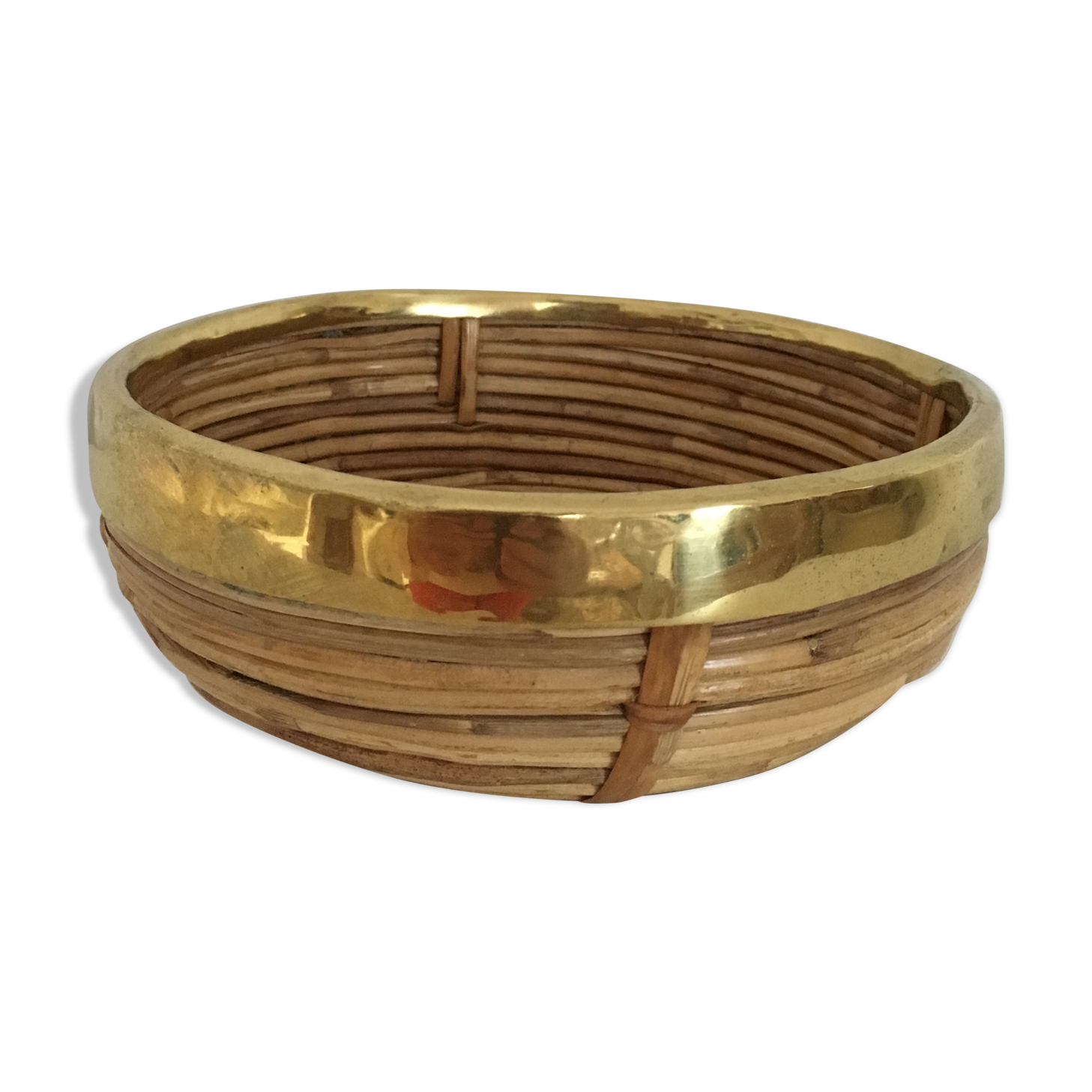 Bamboo and brass basket