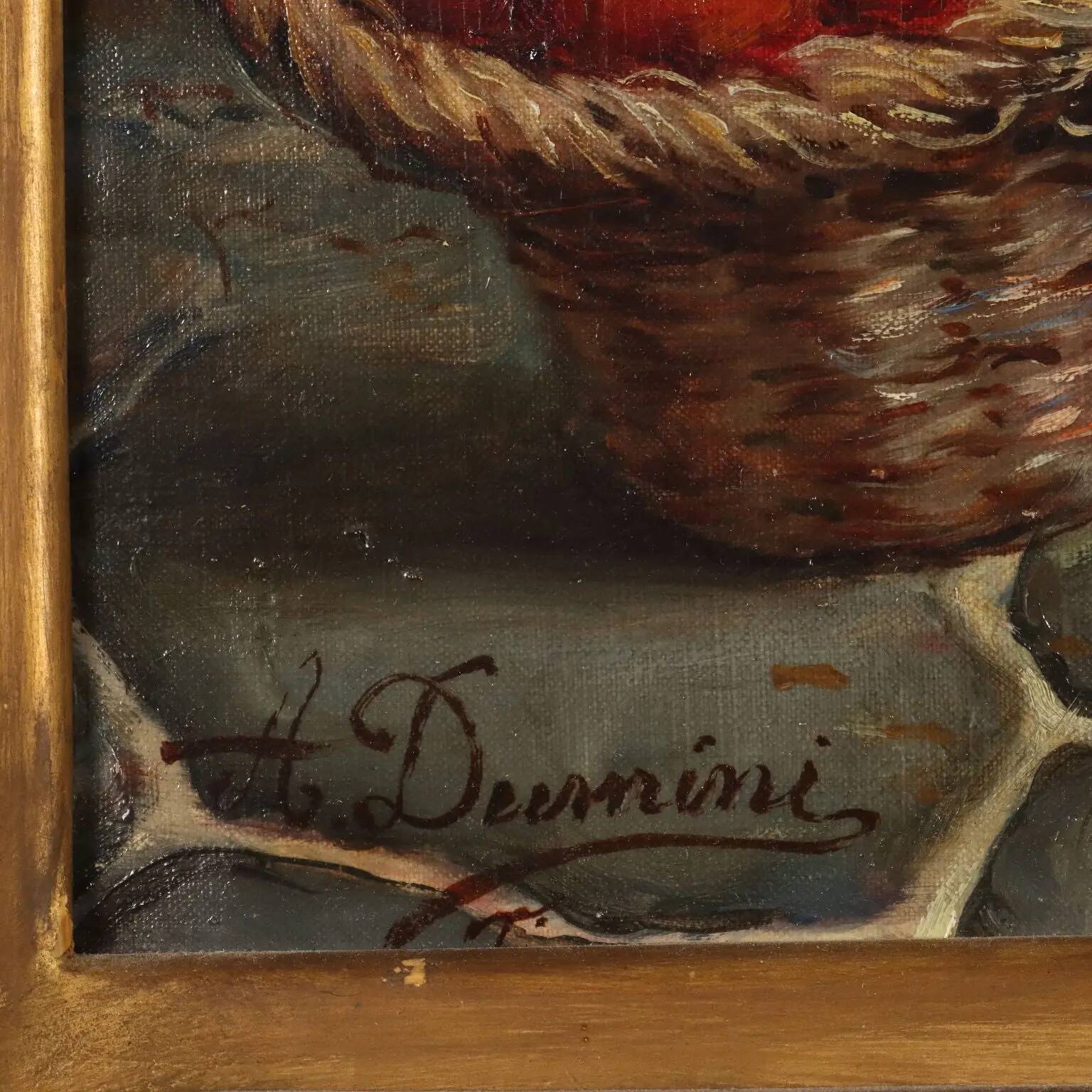 Old painting signed A. Dumini "Preparing for the Market" 19th century