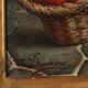 Old painting signed A. Dumini "Preparing for the Market" 19th century