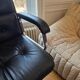 Co Fe Mo armchair in black leather - Vintage 80s - Adjustable height