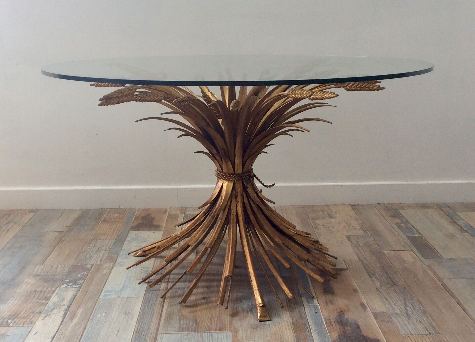 Coco Chanel table by Robert Goossens sheaf of vintage golden wheat vintage 70s