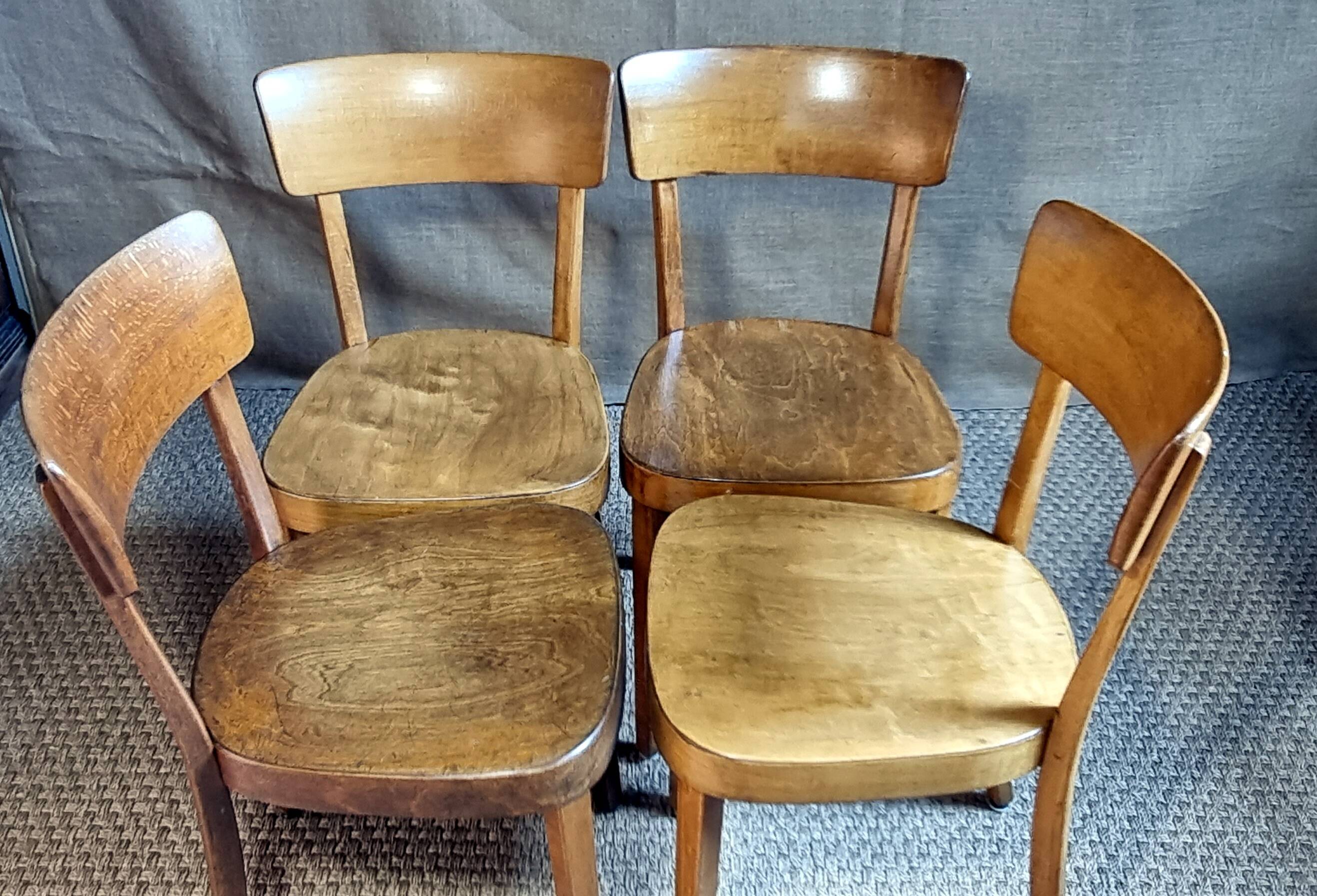 Set 4 chaises bistrot "Classic" de Horgen-Glarus Suisse années 50
