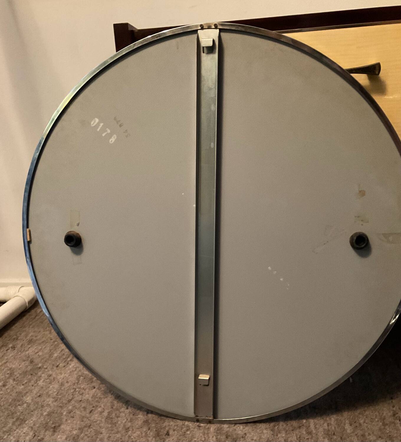 Round stainless steel mirror from the 60s
