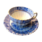 Art nouveau saucer cup deco lunéville blue lace porcelain