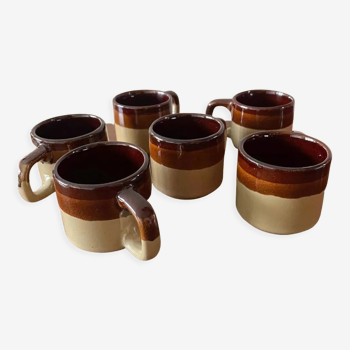 Lot de 6 tasses à moka grés vernissé