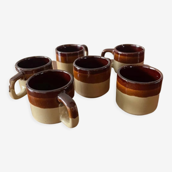Set of 6 glazed stoneware mocha cups