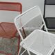 Set of 4 vintage perforated metal folding chairs 1970-80 red, white and black