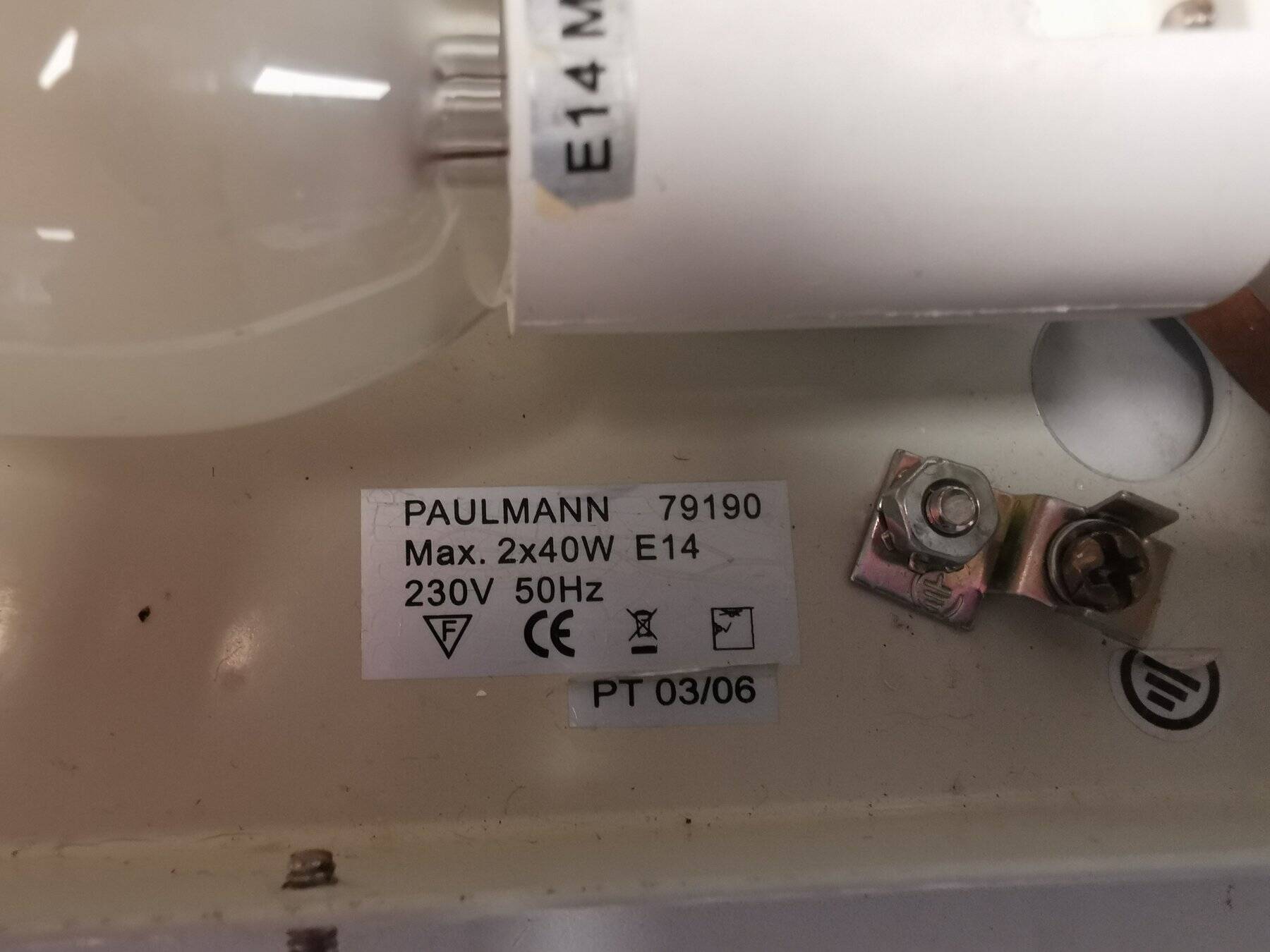 Wall lamp from Paulmann with white opal glass shade.