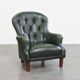 Fauteuil Chesterfield en cuir de vachette vert de style anglais