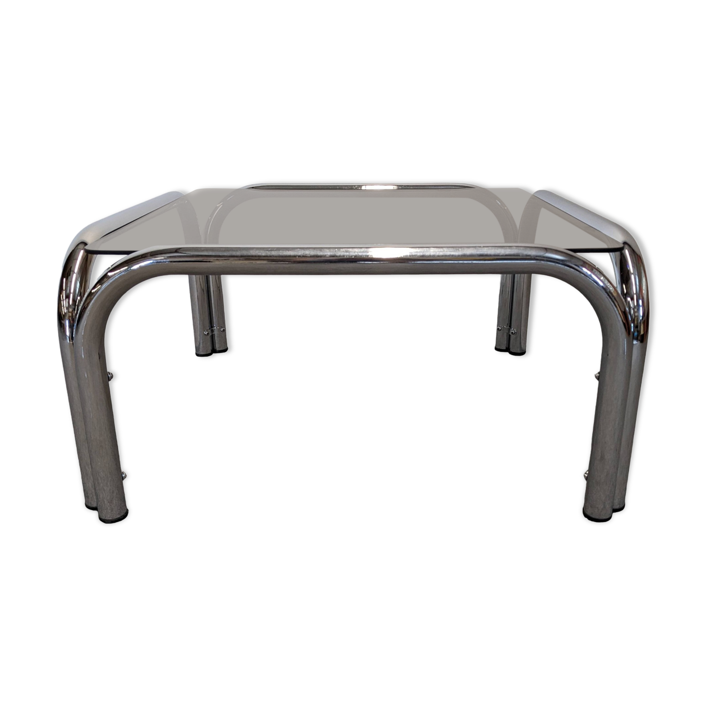 Space age tubular coffee table in smoked glass from the 60s/70s