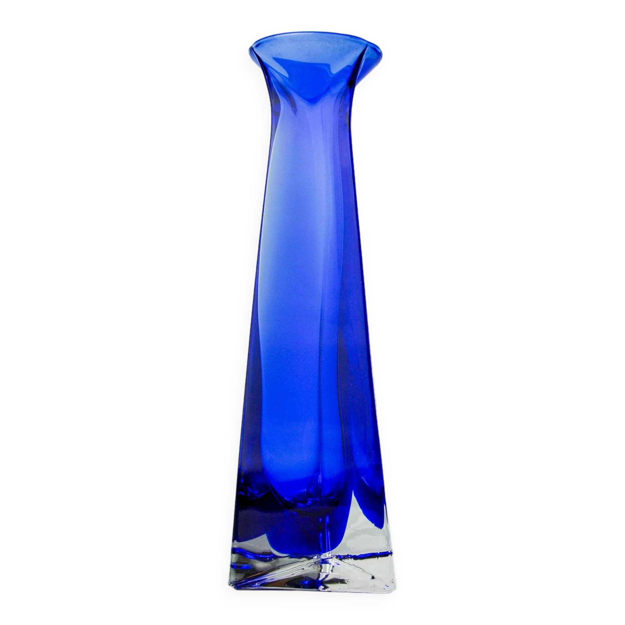 Soliflore Sommerso blue in Murano glass, Italy, 1970