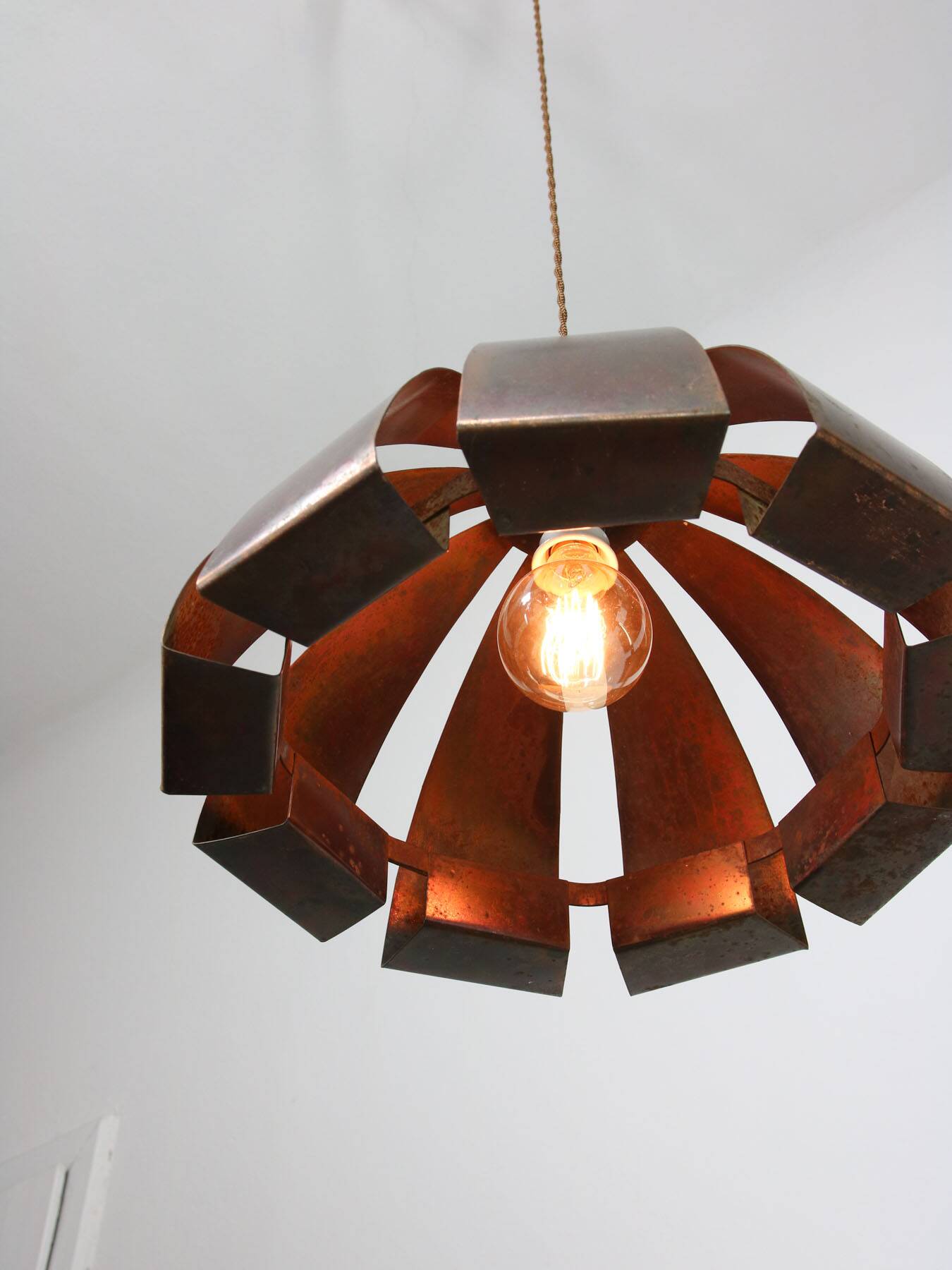 Vintage Italian Copper Colour Pendant Lamp, 70s