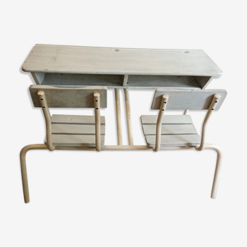 Double white school desk