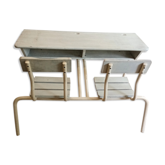 Double white school desk