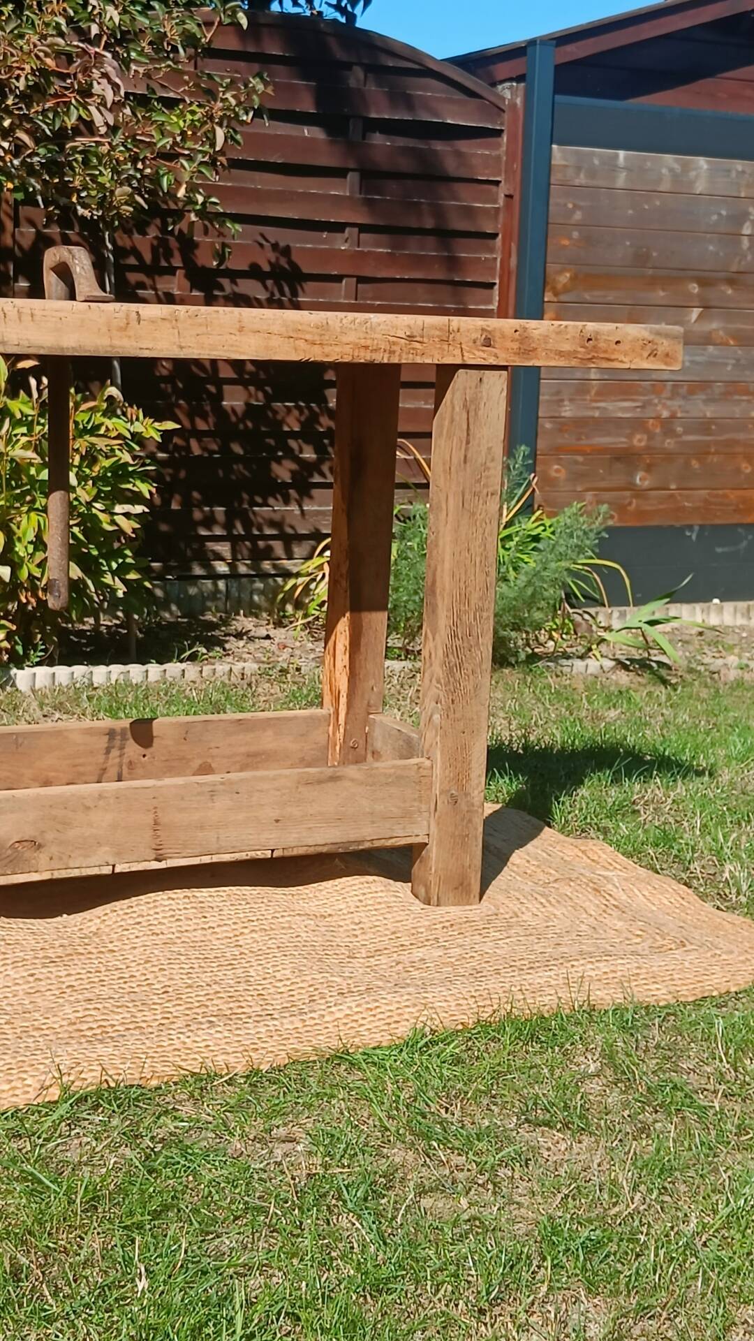 Old workshop bench in solid oak