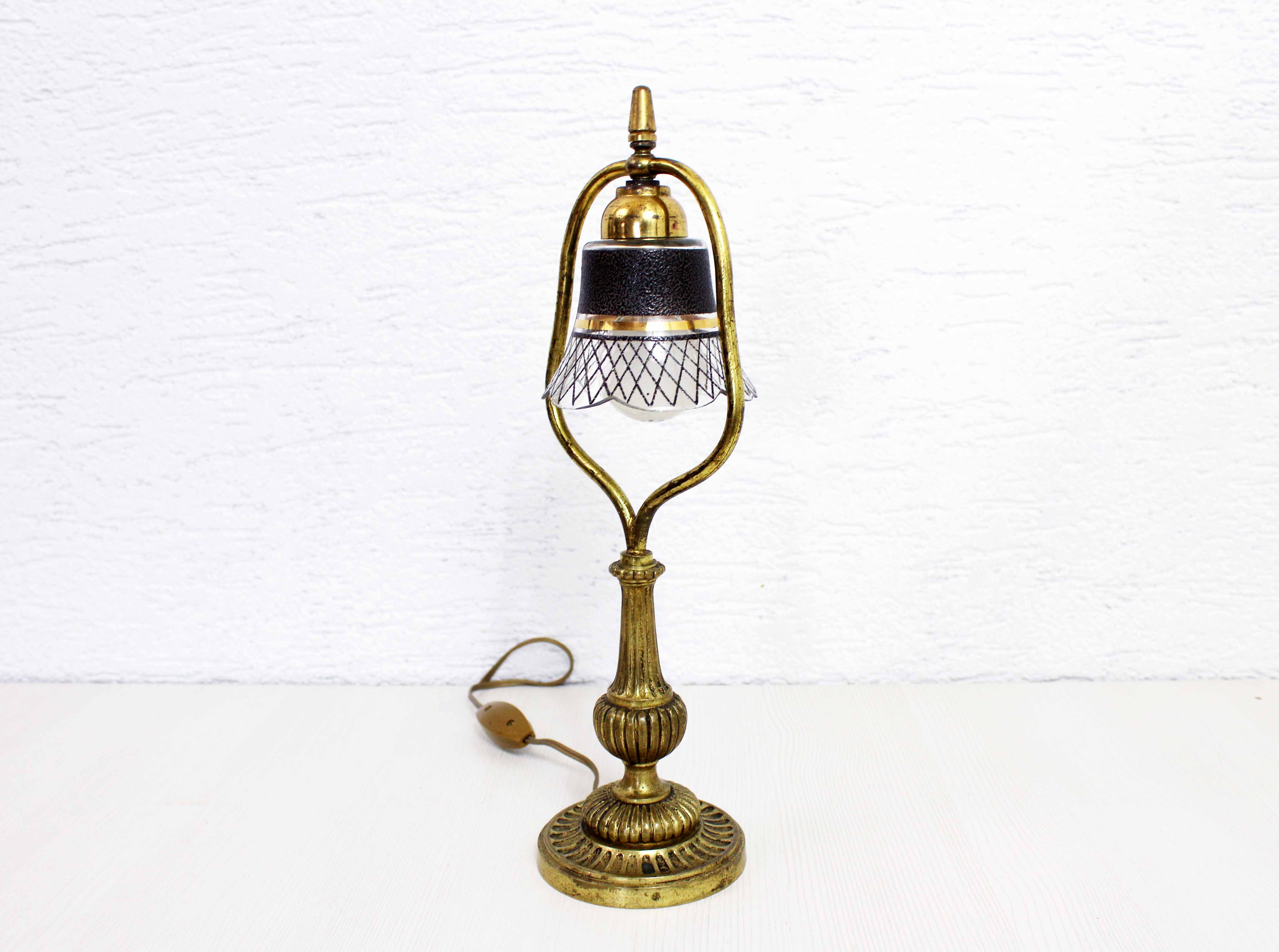 Art nouveau brass table lamp
