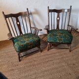 Pair of 1950s Brutalist Oak Armchairs