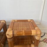 Pair of 70s bamboo bedside tables