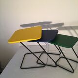 Tables gigognes 50/60, skaï and wrought iron