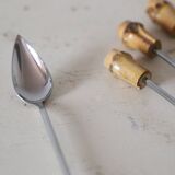 Service of 8 spoons of stainless steel jam and bamboo, vintage
