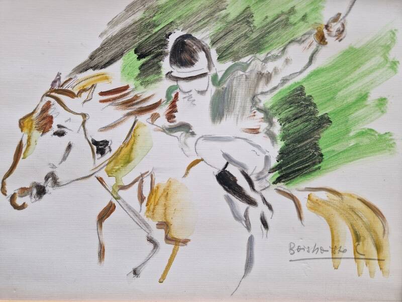 Mathilde de Boisboisel (Born in 1945) Oil on canvas - The Polo Player