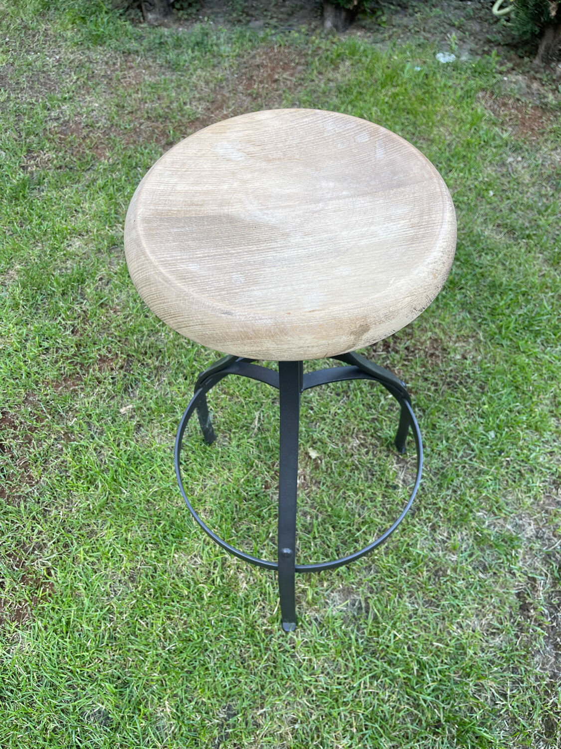 Wood and metal stool