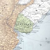 Old map South America Argentina Chile Uruguay 43x43cm from 1950