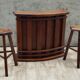 Bar and 2 brutalist stools in massive elm circa 1960