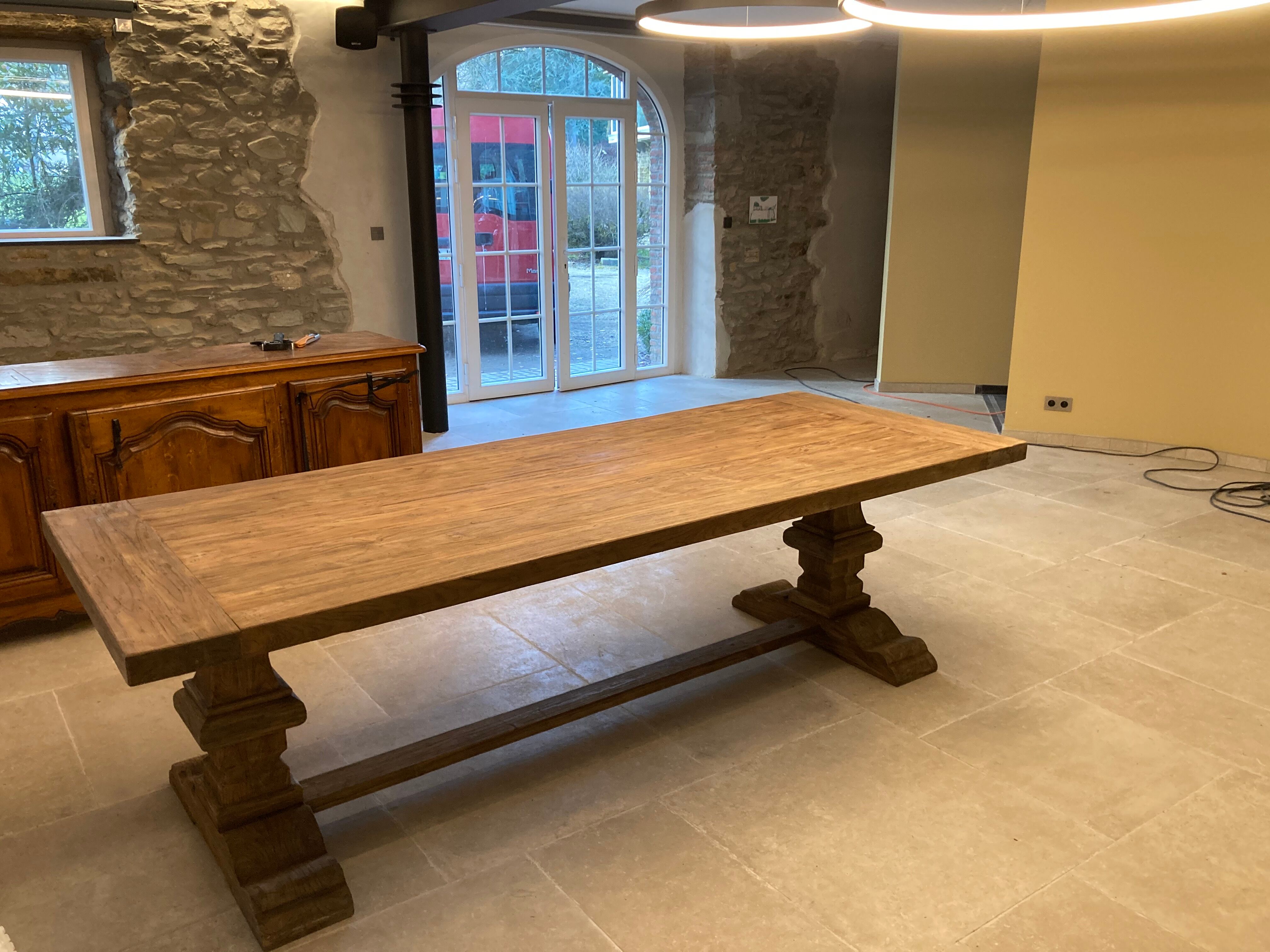 Solid oak monastery table 240 x 100 cm
