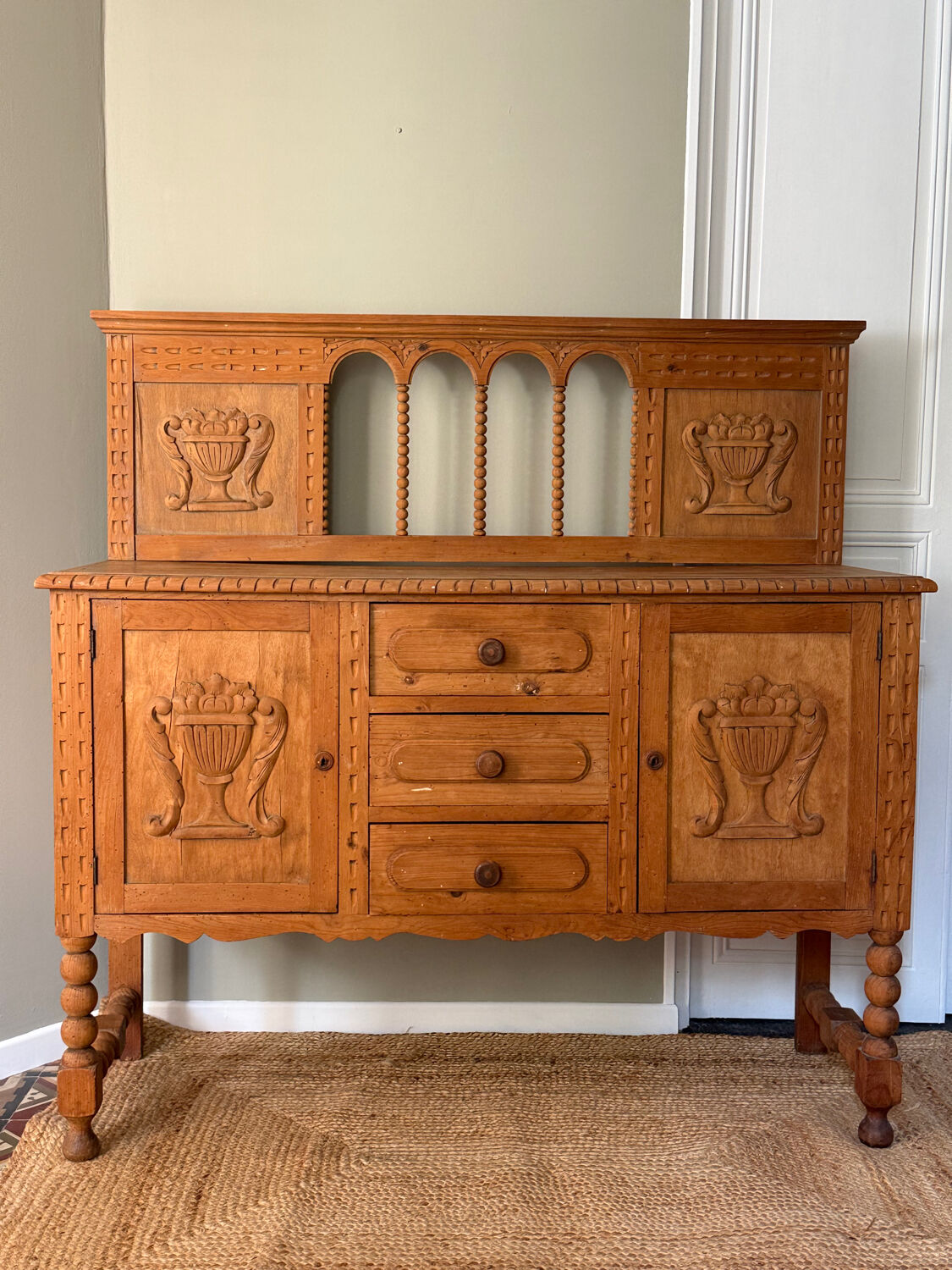 Carved wooden sideboard