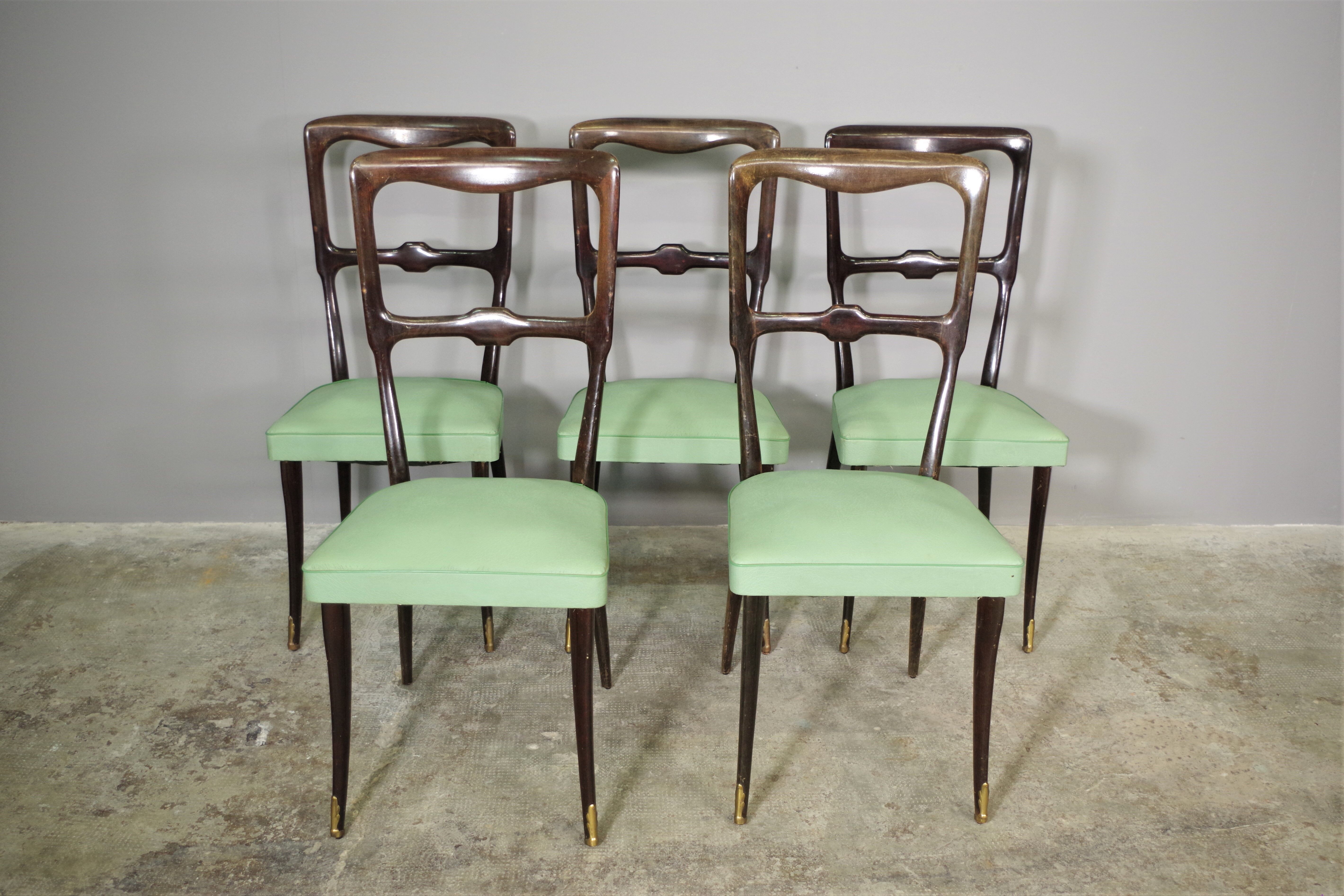 Set of 4 beech wood chairs from the 1950s