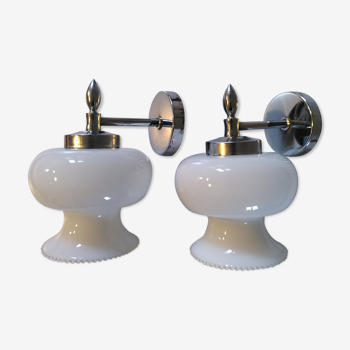 Pair of opaline wall lamps