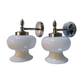 Pair of opaline wall lamps