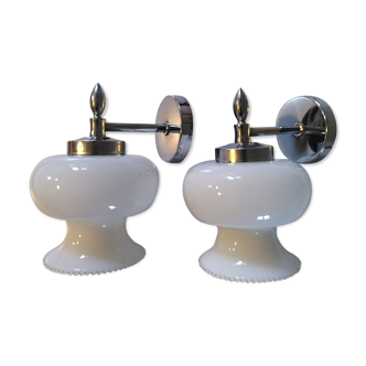 Pair of opaline wall lamps