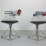Rudi verelst set of 2 original "delta" wire armchairs, 1971