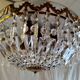 Glass and brass basket ceiling light - mid 20th century.