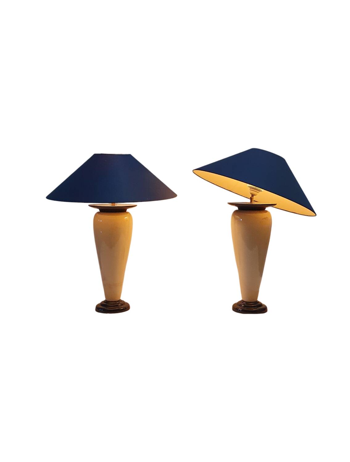 Set 2 lampes de table vintage Français Chatain 68 cm bleu