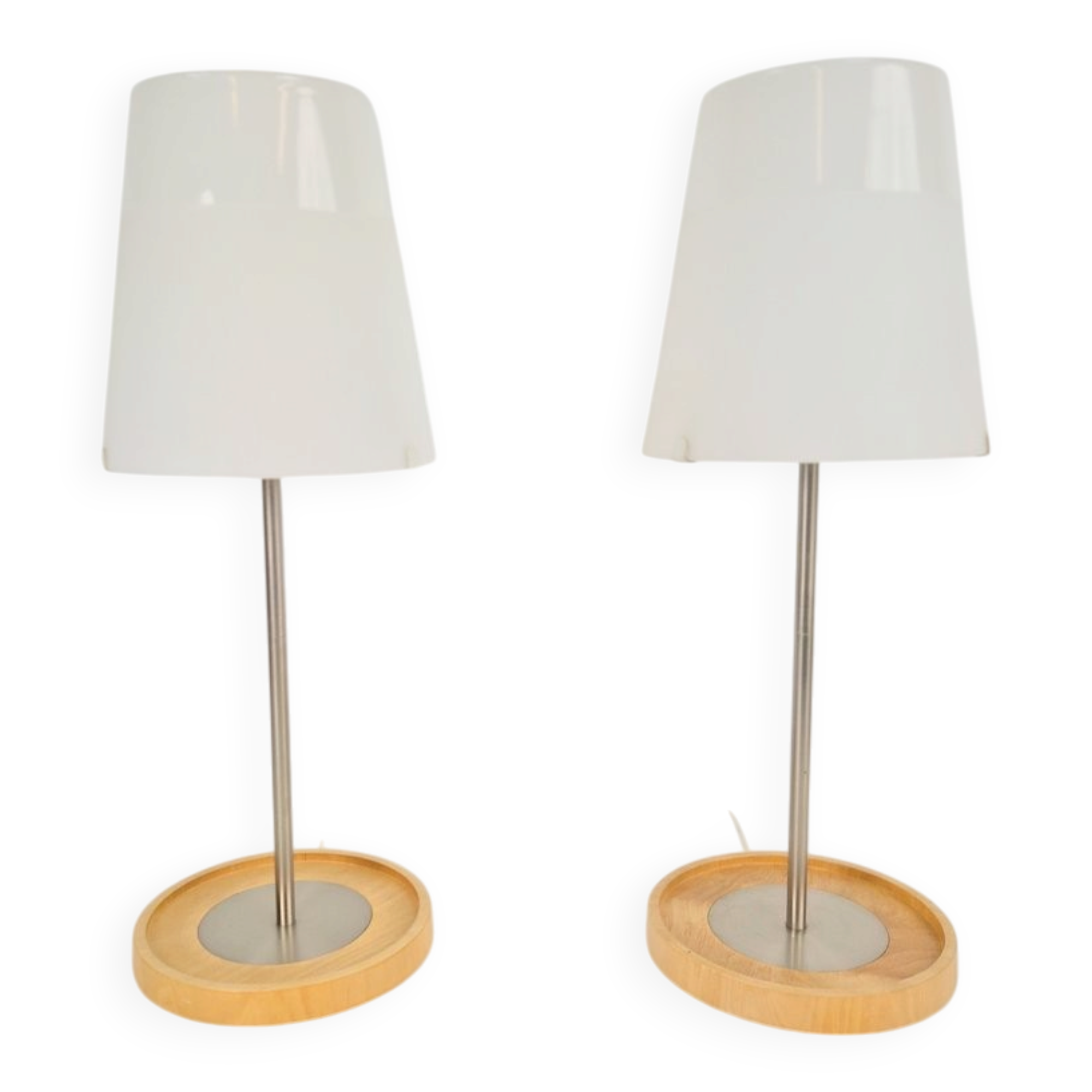 Vintage Basisk Table Lamp in Birch and Glass by Wiebke Braash for Ikea, 2000s, Set of 2