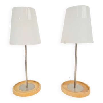 Lampes de table vintage Basisk en bouleau et verre par Wiebke Braash pour Ikea, années 2000, ensemble de 2