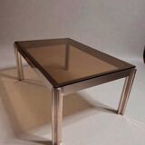 Aluminium coffee table with smoked glass by Georges Ciancimino, 1970.