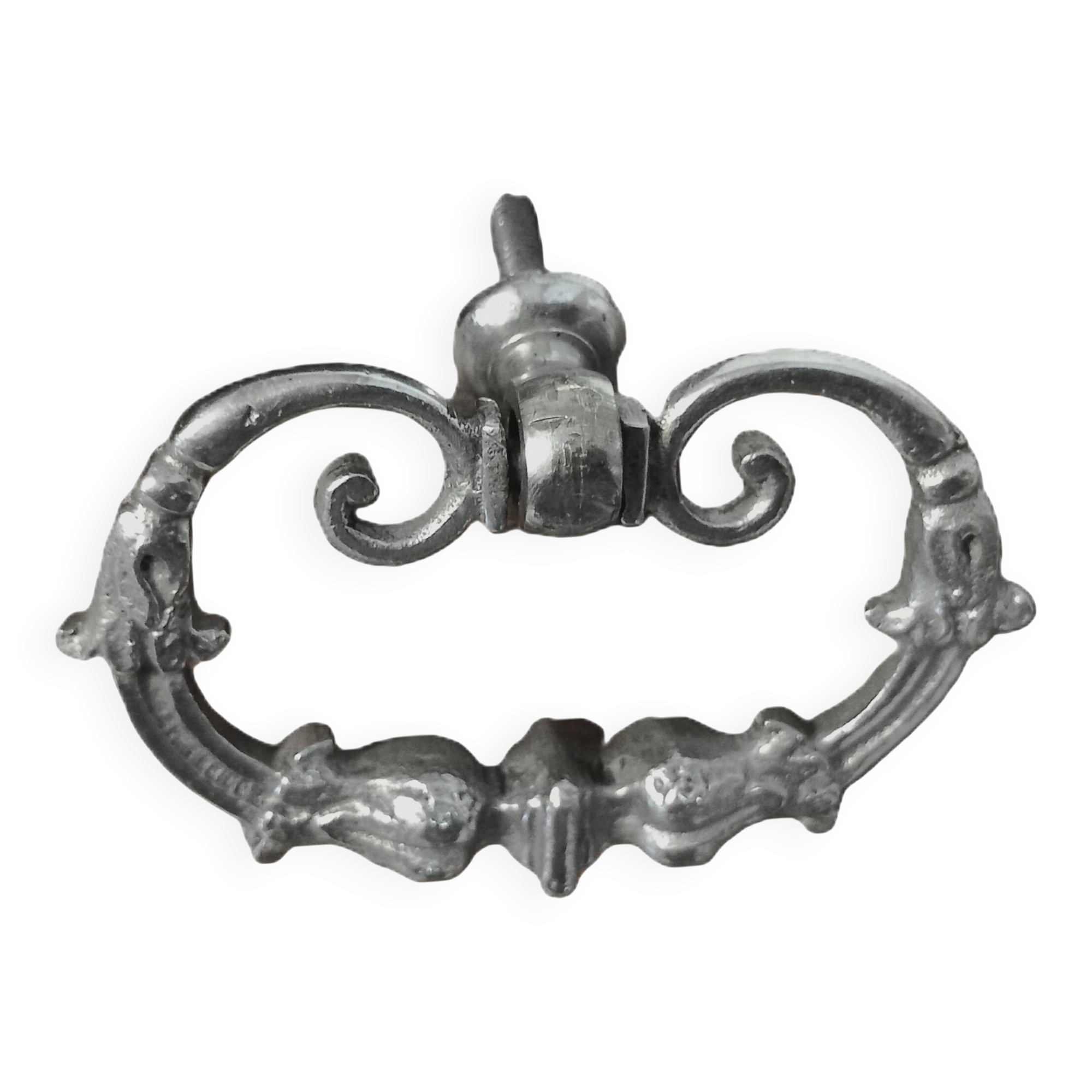 Old silver-plated metal furniture handle