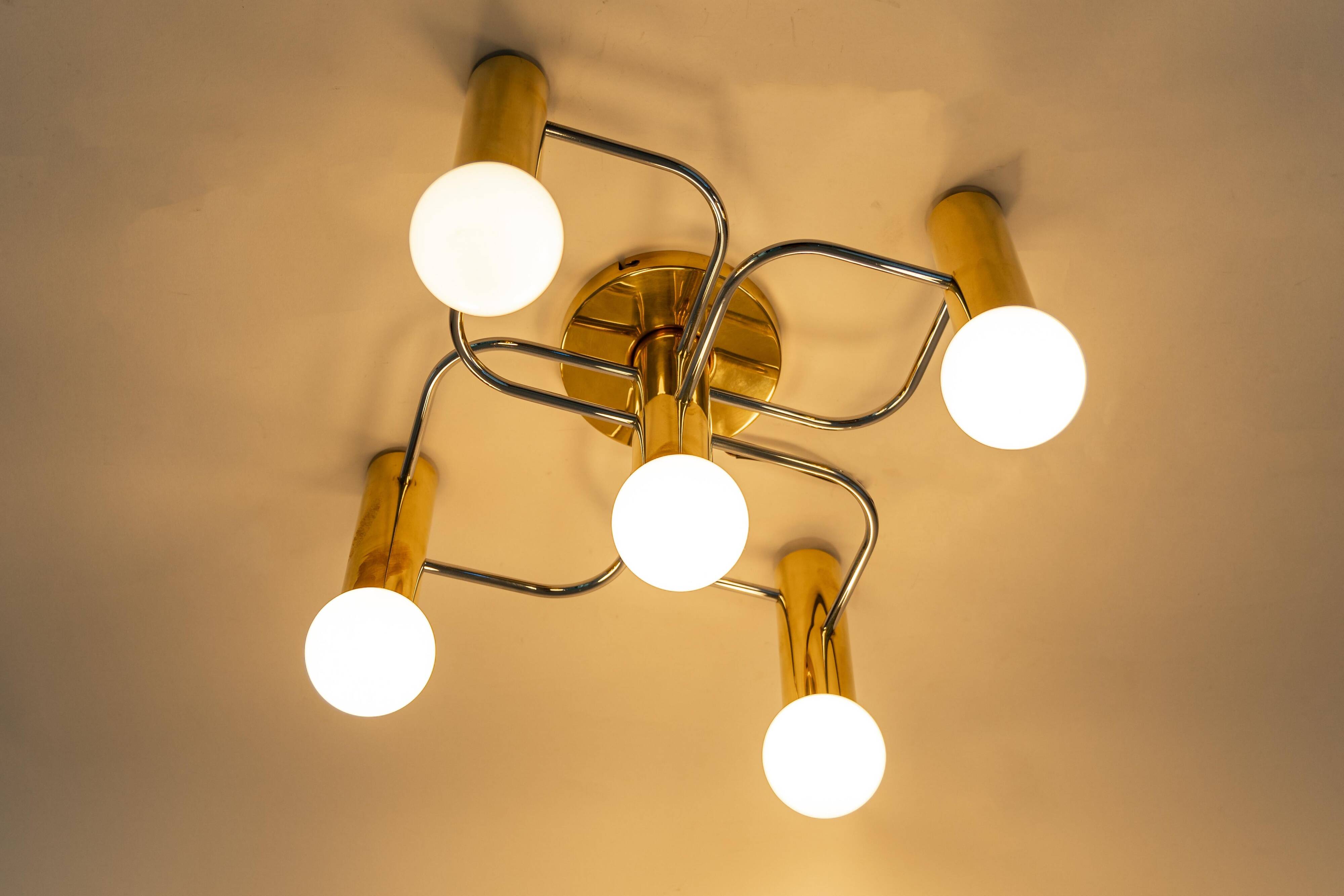 Leola Sciolari ceiling light in dark chrome brass, Germany, 1970s