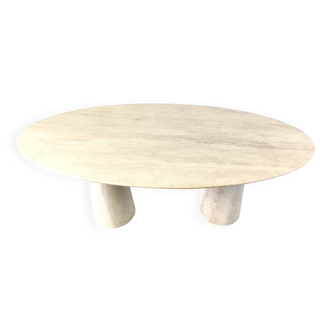 Vintage oval travertine dining table, 1970s