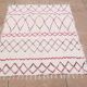 Tapis artisanal en coton recyclé - Rose et blanc -  Réversible