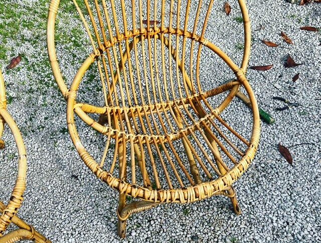 Set of 3 rattan ball and wicker armchairs