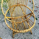 Set of 3 rattan ball and wicker armchairs