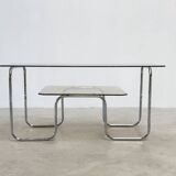 1980s 2-tier chrome coffee table