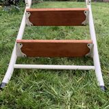 Vintage stepladder in Formica, wood and chromed metal