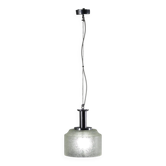 Suspension vintage en métal chromé et verre, Italie, années 1970