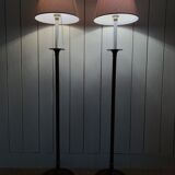 Paire de lampadaires en métal emaillé rouge
